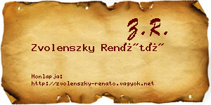 Zvolenszky Renátó névjegykártya